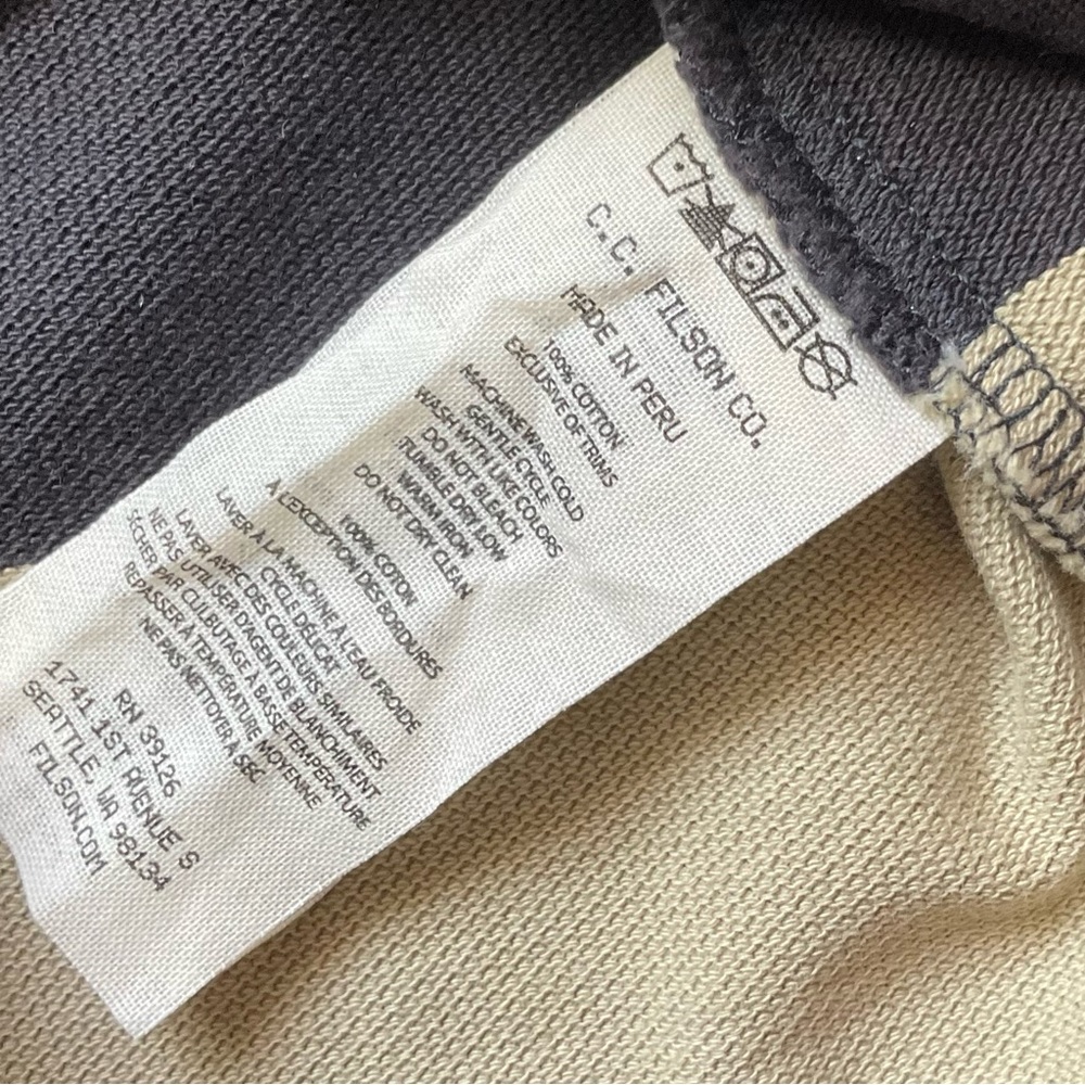 Filson Men’s Striped Polo Shirt Kakai & Faded Blue - Picture 13 of 14